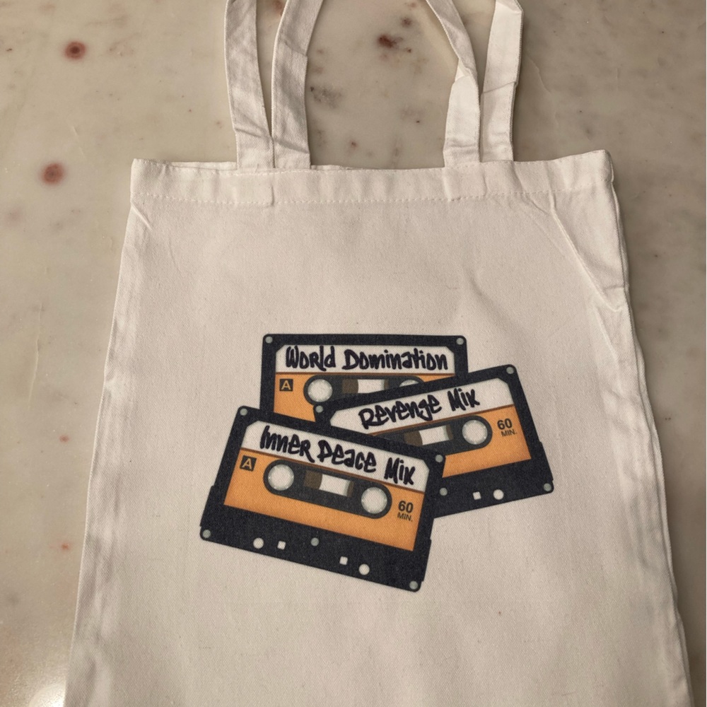 Retro Cassette Mix Tape Canvas Tote - Soundtrack: World Domination & Inner Peace